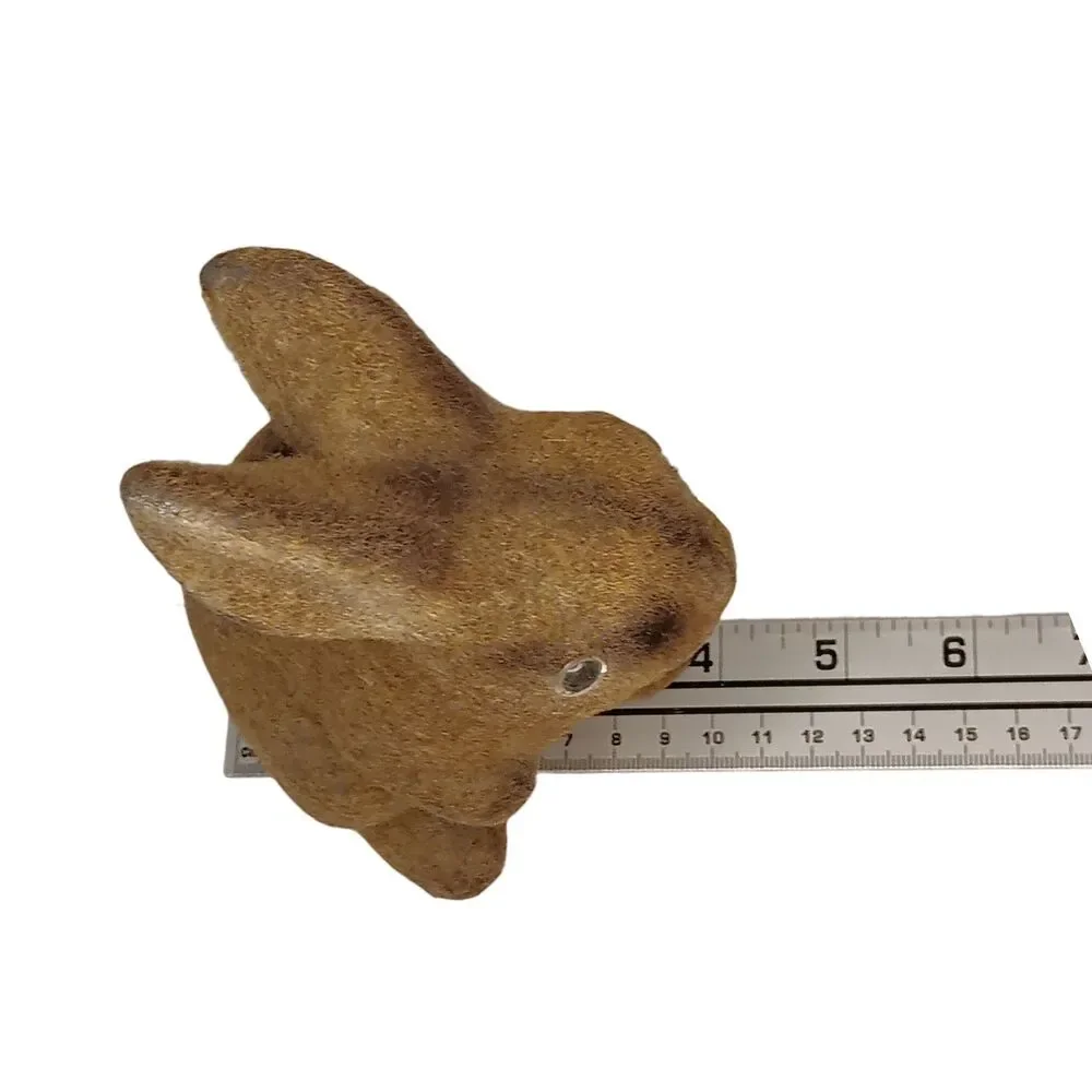 Vintage Flocked Brown Bunny Rabbit Coin Piggy Bank W/ Stopper Fuzzy Easter 6.5
